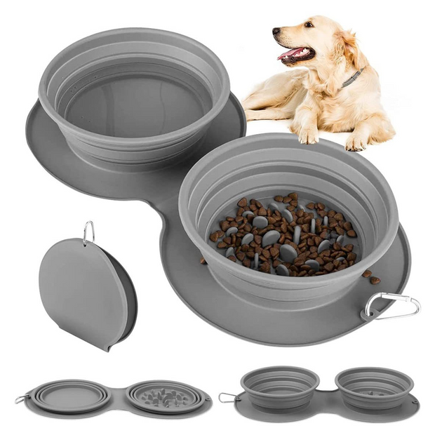 Faltbarer Slow-Feeder Napf für Hunde & Katzen – Silikon Reise Futternapf Anti-Schling Bowl