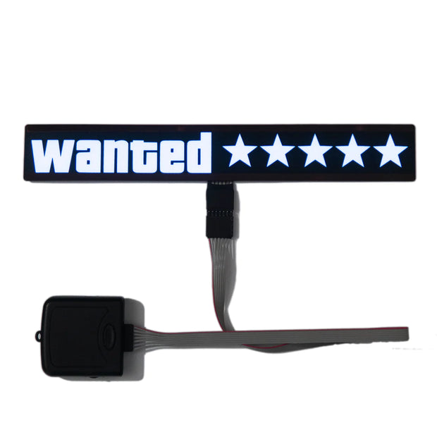 Wanted Level LED Auto Schild – Leuchtende Bewertung für Windschutzscheibe (USB, 4 Farben)