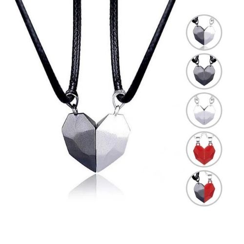 Magnetische Partner Kette – Couple Necklace Herz Anhänger für Paare