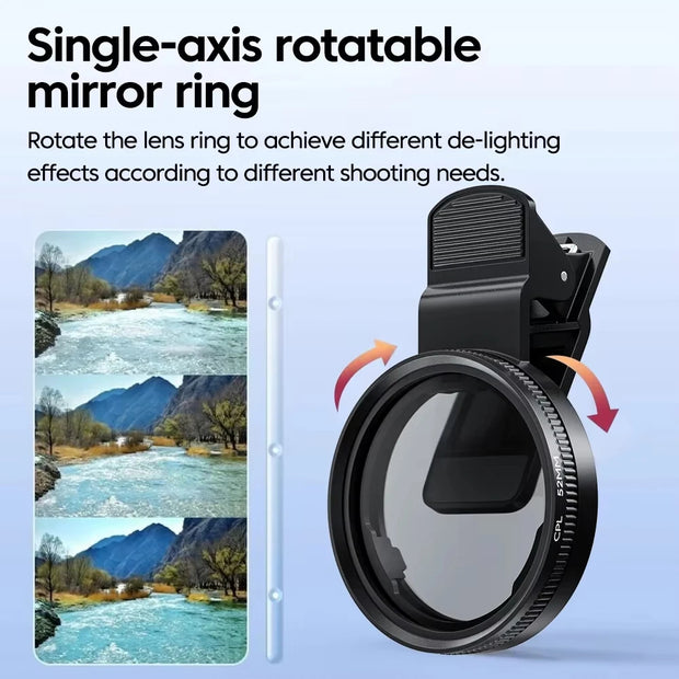 ProShot 52mm CPL Handy Kamera Filter – Clip-On Polarisationsfilter für iPhone & Android