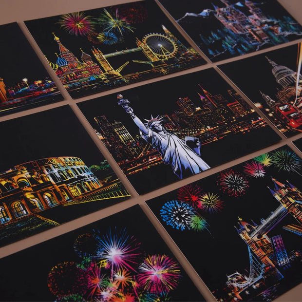 DIY Nacht Kratzbild Set für Kinder & Erwachsene – 6 Motive