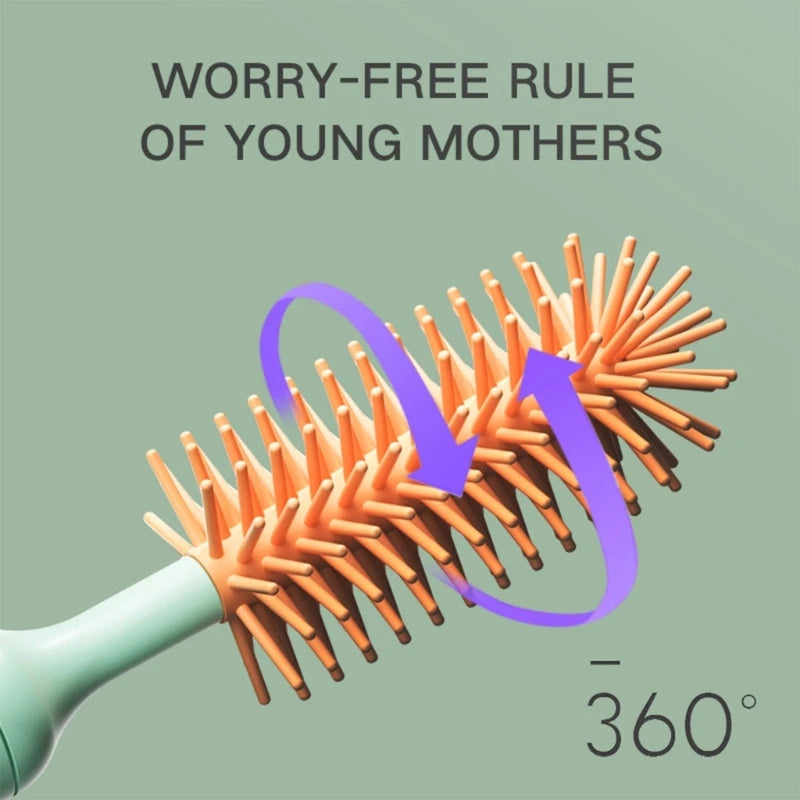 Elektrische Flaschenbürste Set – 5in1 Babyflaschen Reiniger mit Silikonaufsätzen, USB wiederaufladbar