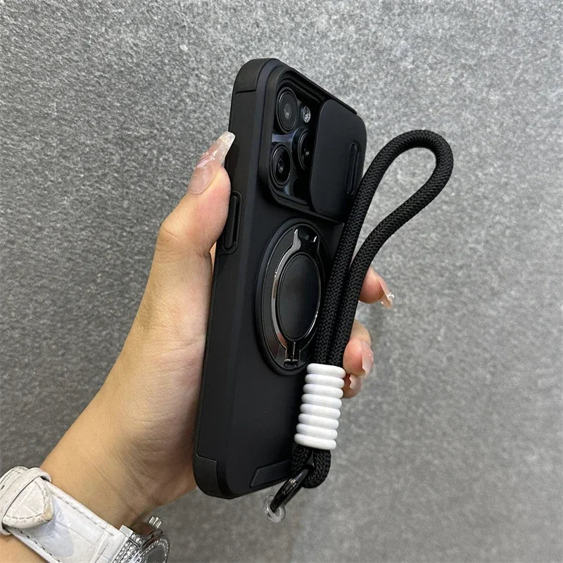 MagSafe Premium Handyhülle mit Kartenfach & Hand-Grip – 360° Schutz